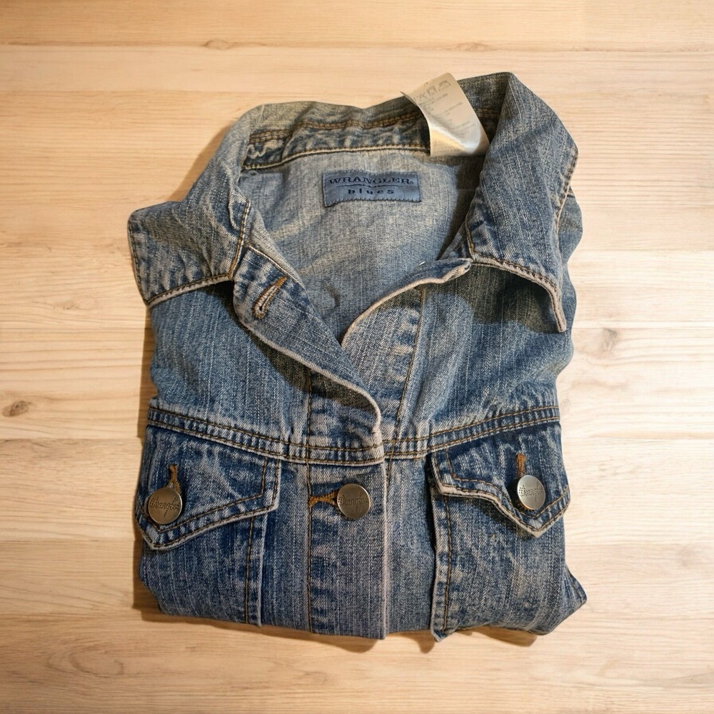 Wrangler Blues Embellished Western Cotton LS Jeans Jacket Horse Collar Woman‎